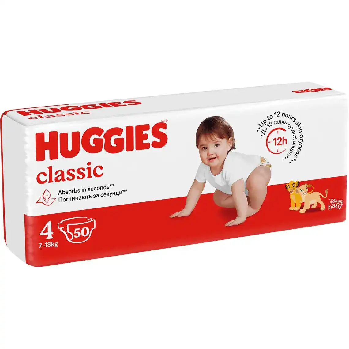 Підгузки Huggies Classic розмір 4 (7-18 кг) 50 шт.