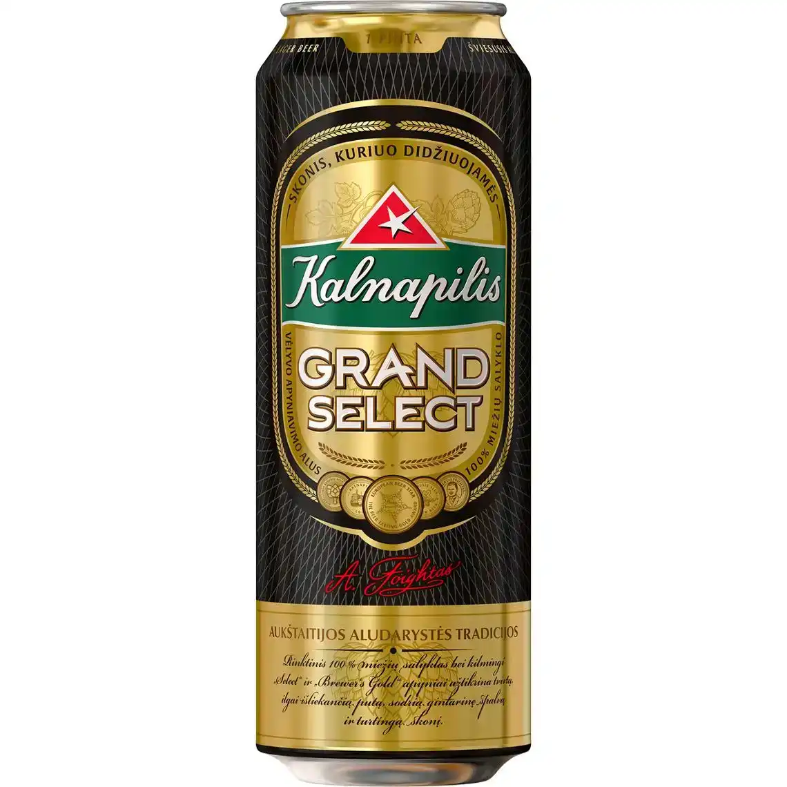 Пиво Kalnapilis Grand Select світле фільтроване 5.4% 0.568 л