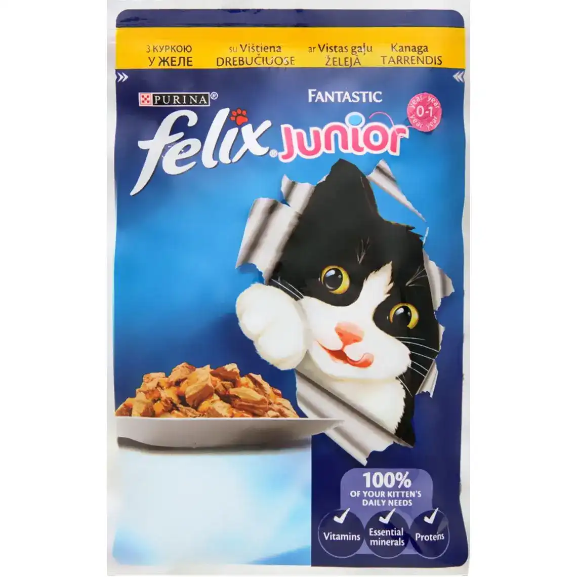 Корм для кошенят Felix Fantastic Junior з куркою в желе 100 г