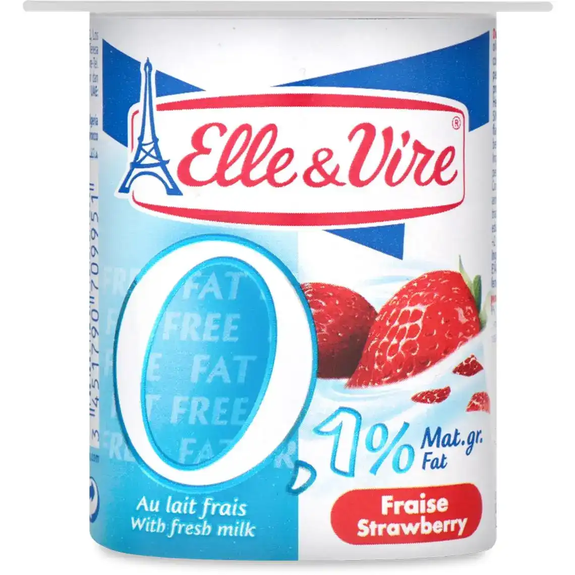 Десерт Elle&Vire молочний знежирений з полуницею 0.1% 125 г