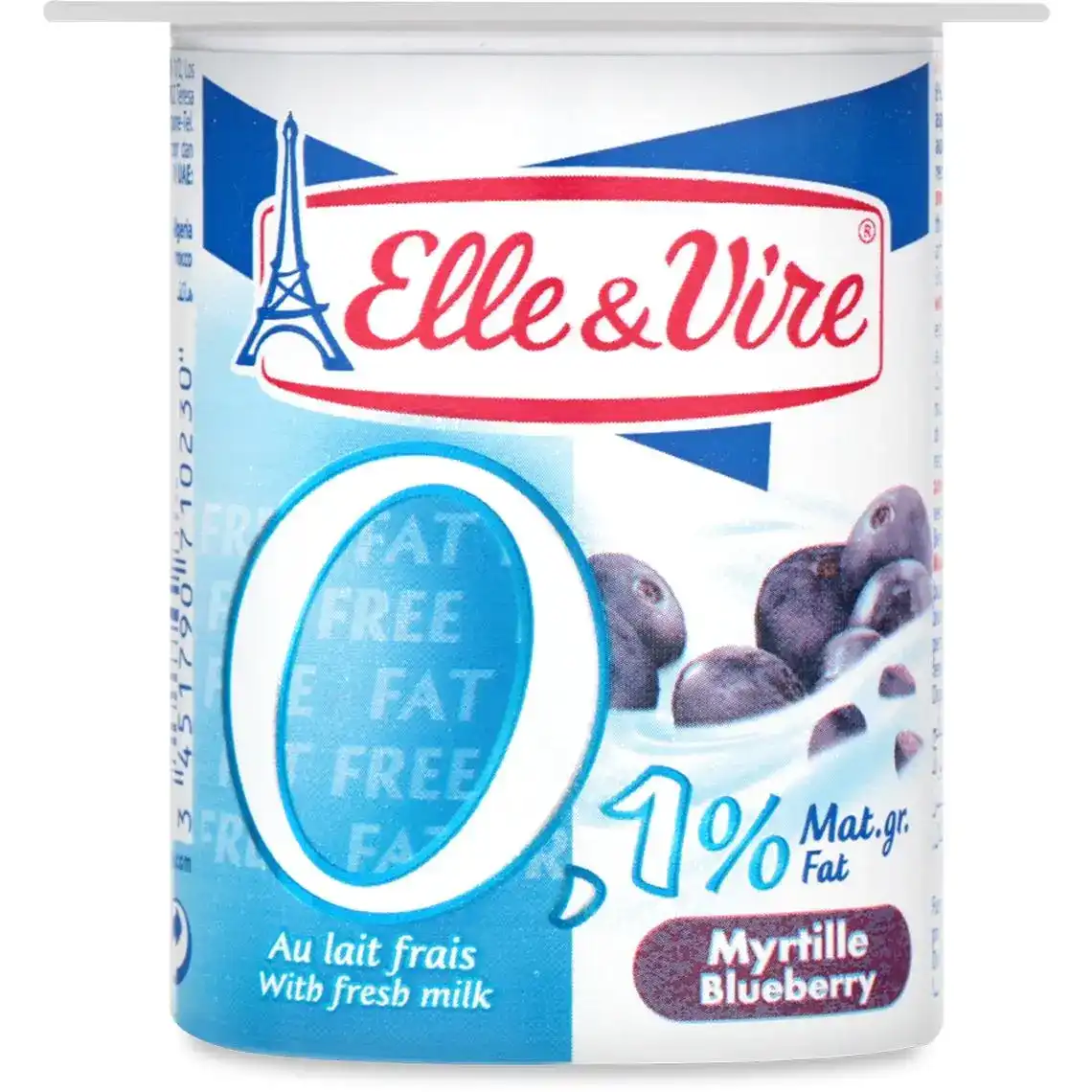 Десерт Elle&Vire молочний знежирений з чорницею 0.1% 125 г