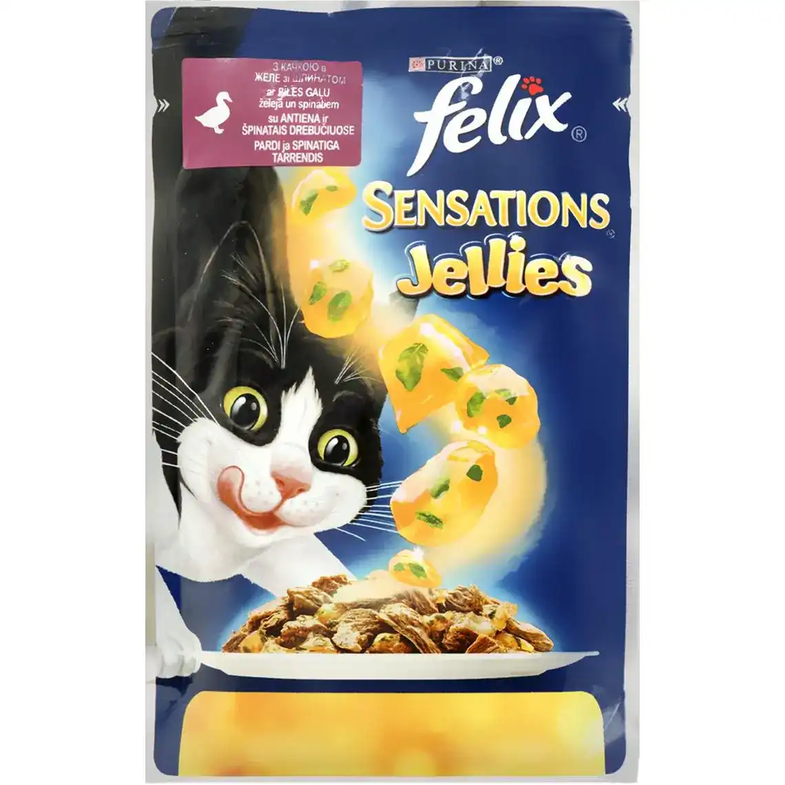Корм для котів Felix Sensations вологий з качкою в желе-шпинат 100 г