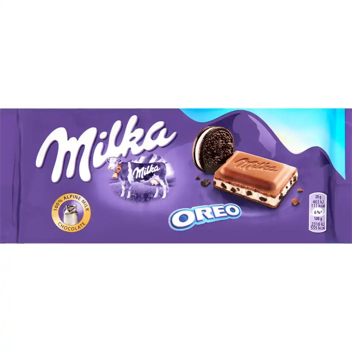 Шоколад Milka молочний з кремовою начинкою та шматочками печива Oreo 100 г