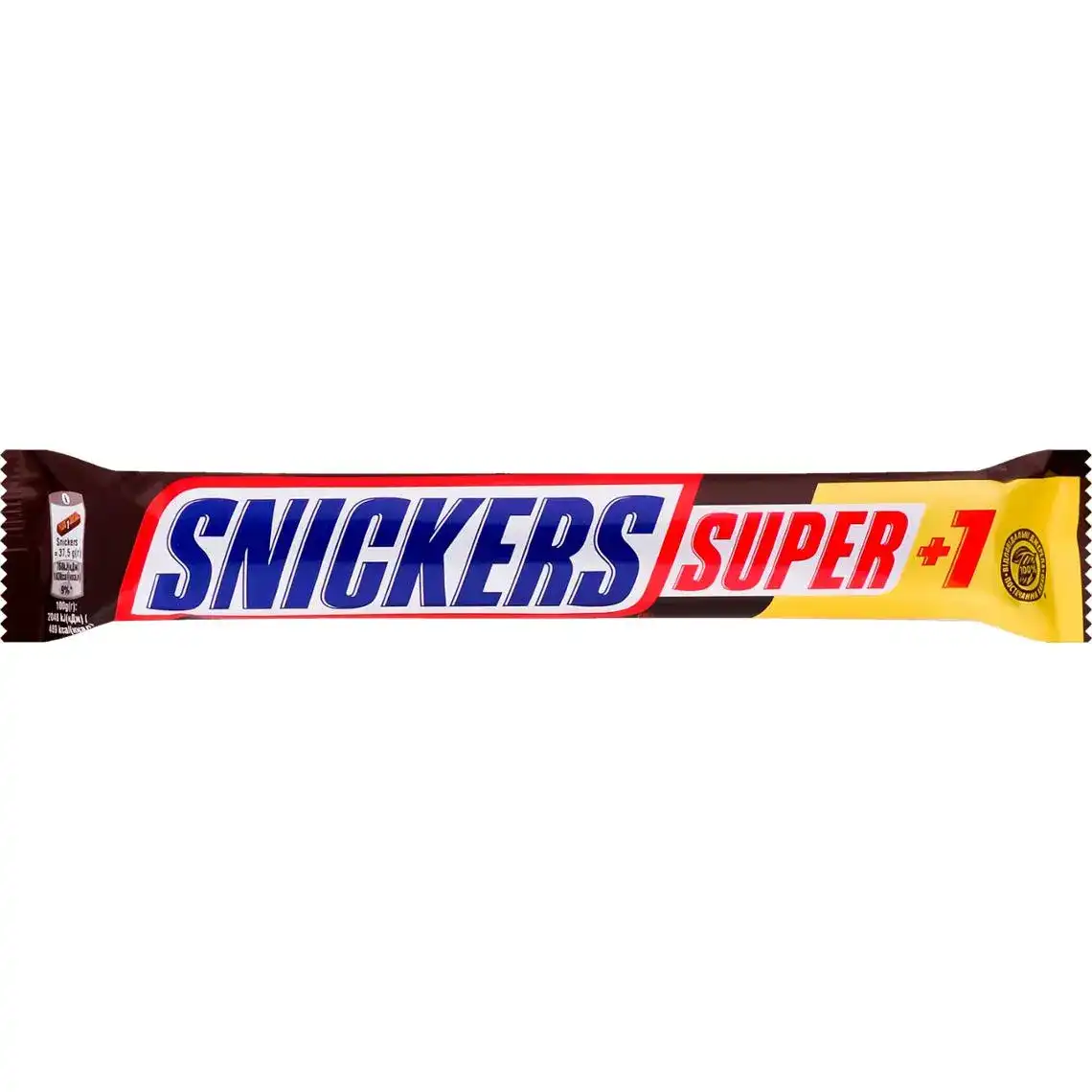 Батончик Snickers Super шоколадний з нугою, карамеллю і арахісом 112.5 г