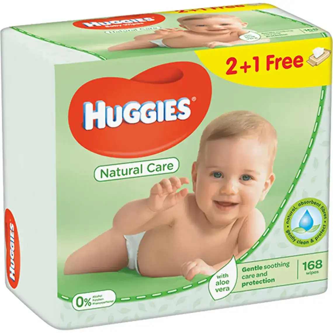 Серветки Huggies Natural Care вологі для дітей 168 шт