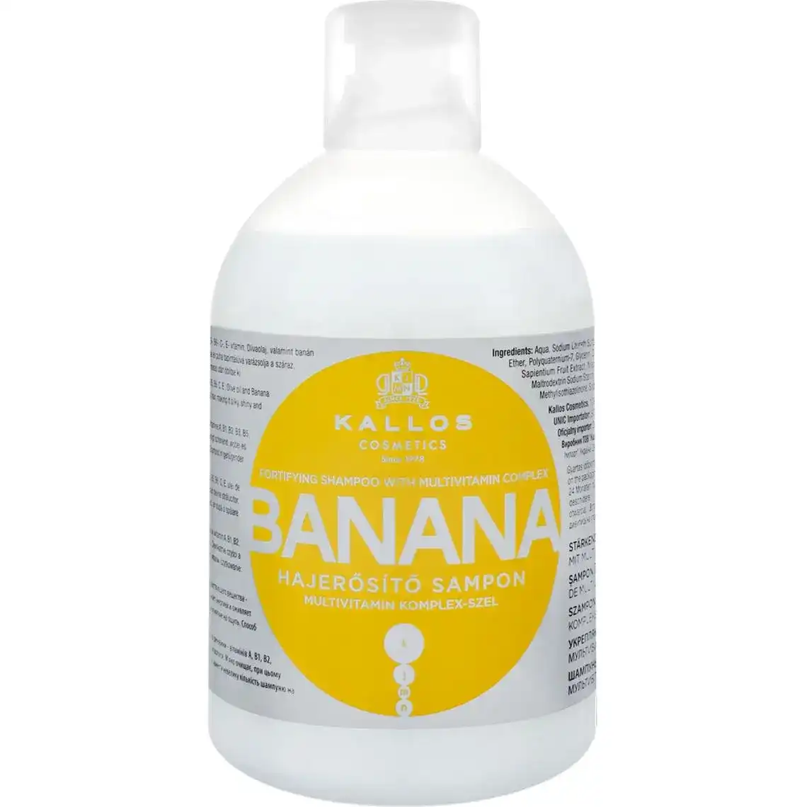 Шампунь Kallos Cosmetics Banana з комплексом вітамінів і екстрактом банана 1000 мол