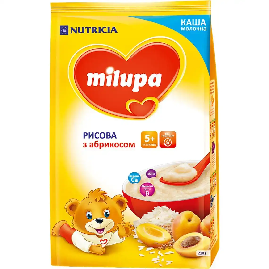 Дитяча каша Milupa молочна Рисова з абрикосом від 5-ти місяців, 210 г