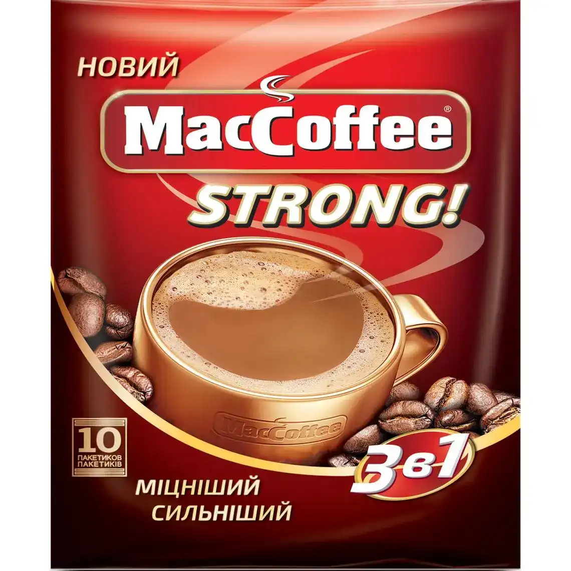 Напій кавовий розчинний MacCoffee 3в1 Strong 10х16 г