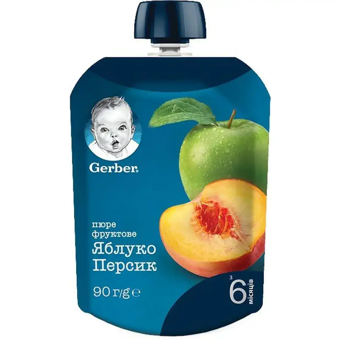 Пюре фруктове Gerber Яблуко Персик для дітей із 6 місяців, 90 г