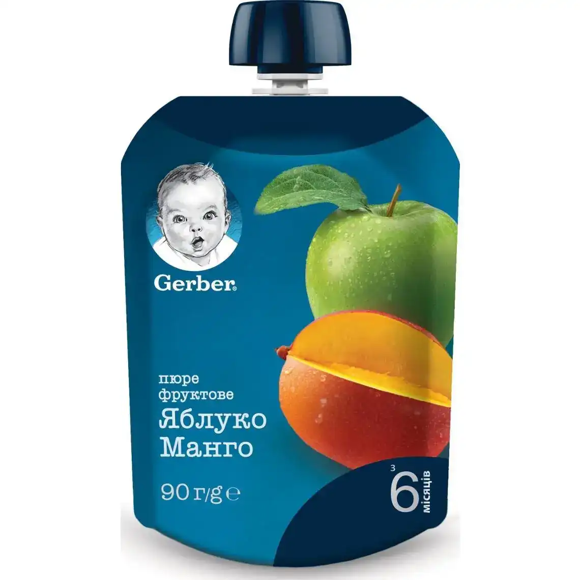 Пюре фруктове Gerber Яблуко Манго для дітей із 6 місяців, 90 г