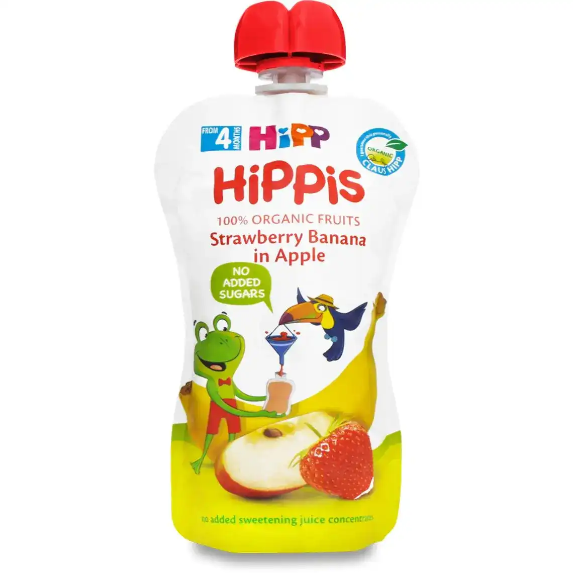 Пюре Hipp для дітей від 4 місяців яблуко-полуниця-банан 100 г