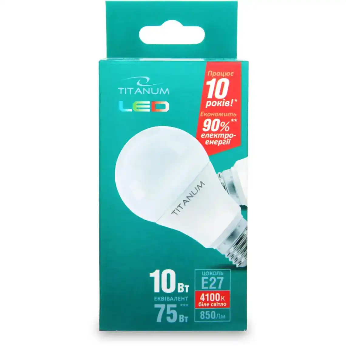 Світлодіодна лампа LED Titanum A60 10W E27 4100K 220V