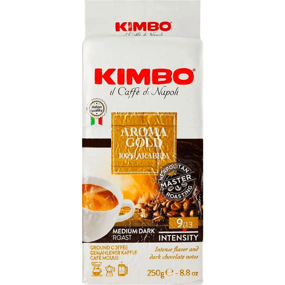 Фото 1 - Кава Kimbo Aroma Gold натуральна смажена мелена 250 г