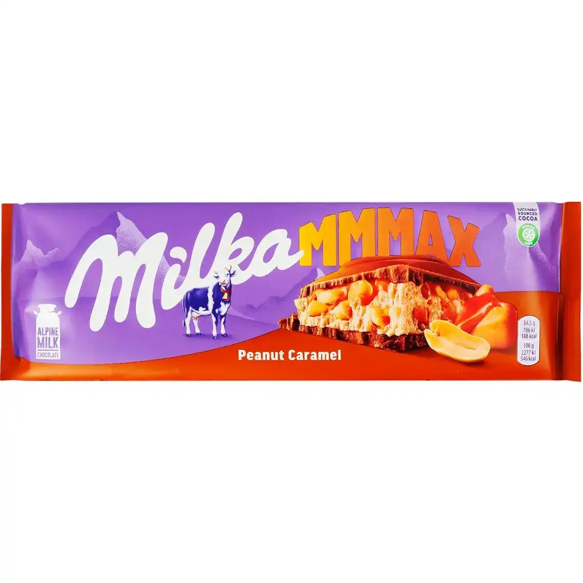Фото 1 - Шоколад Milka молочний з арахісом і карамеллю 276 г