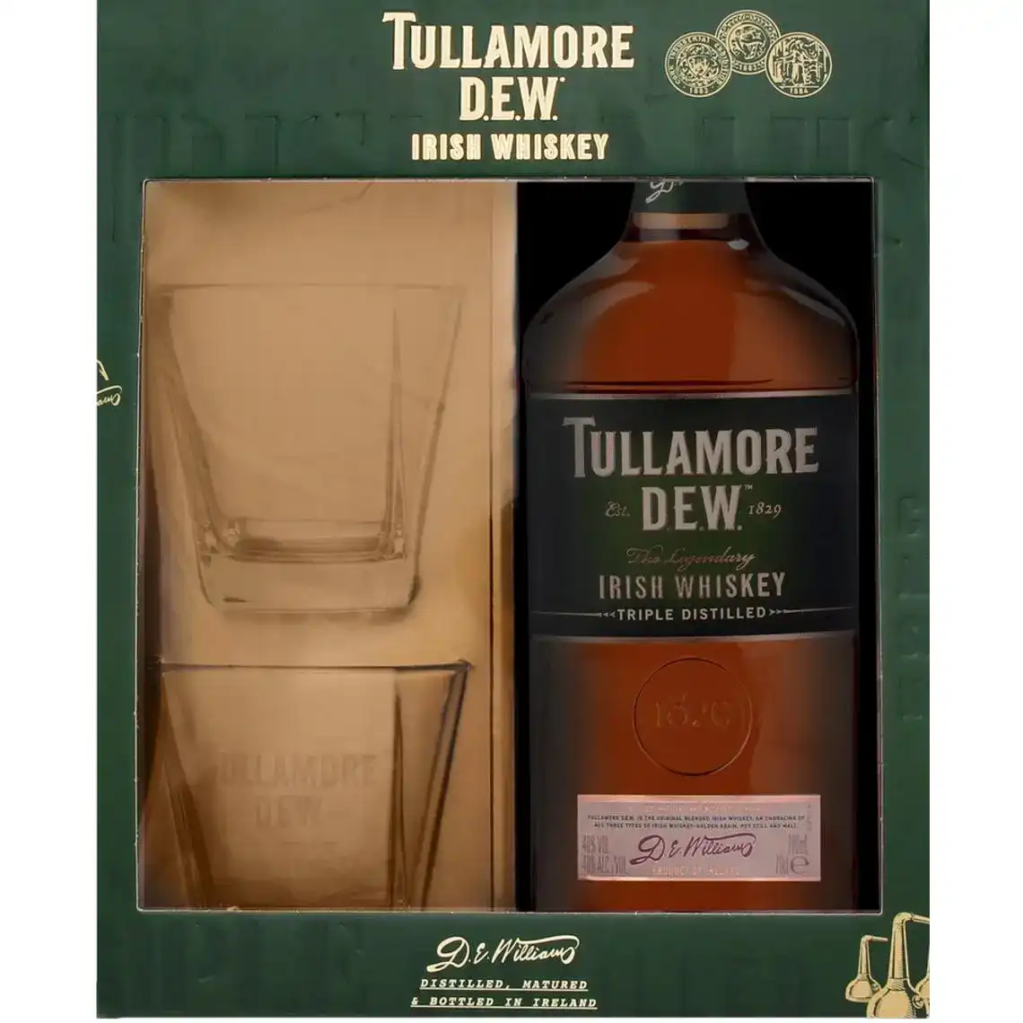 Віскі Tullamore Dew Original купажований 2 склянки в комплекті 40% 0.7 л