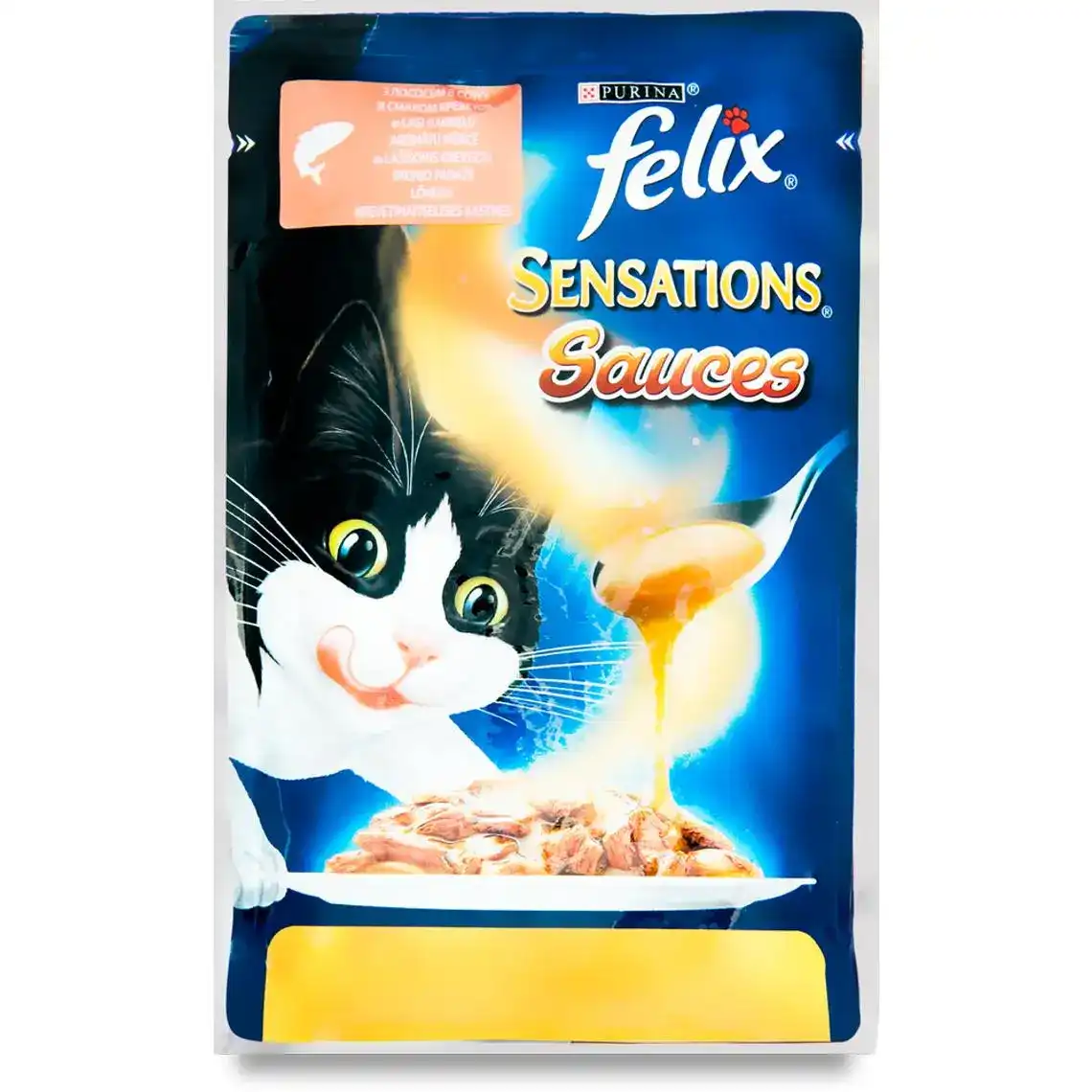 Вологий корм Purina Felix Sensations Sauces з лососем в соусі зі смаком креветок 100 г
