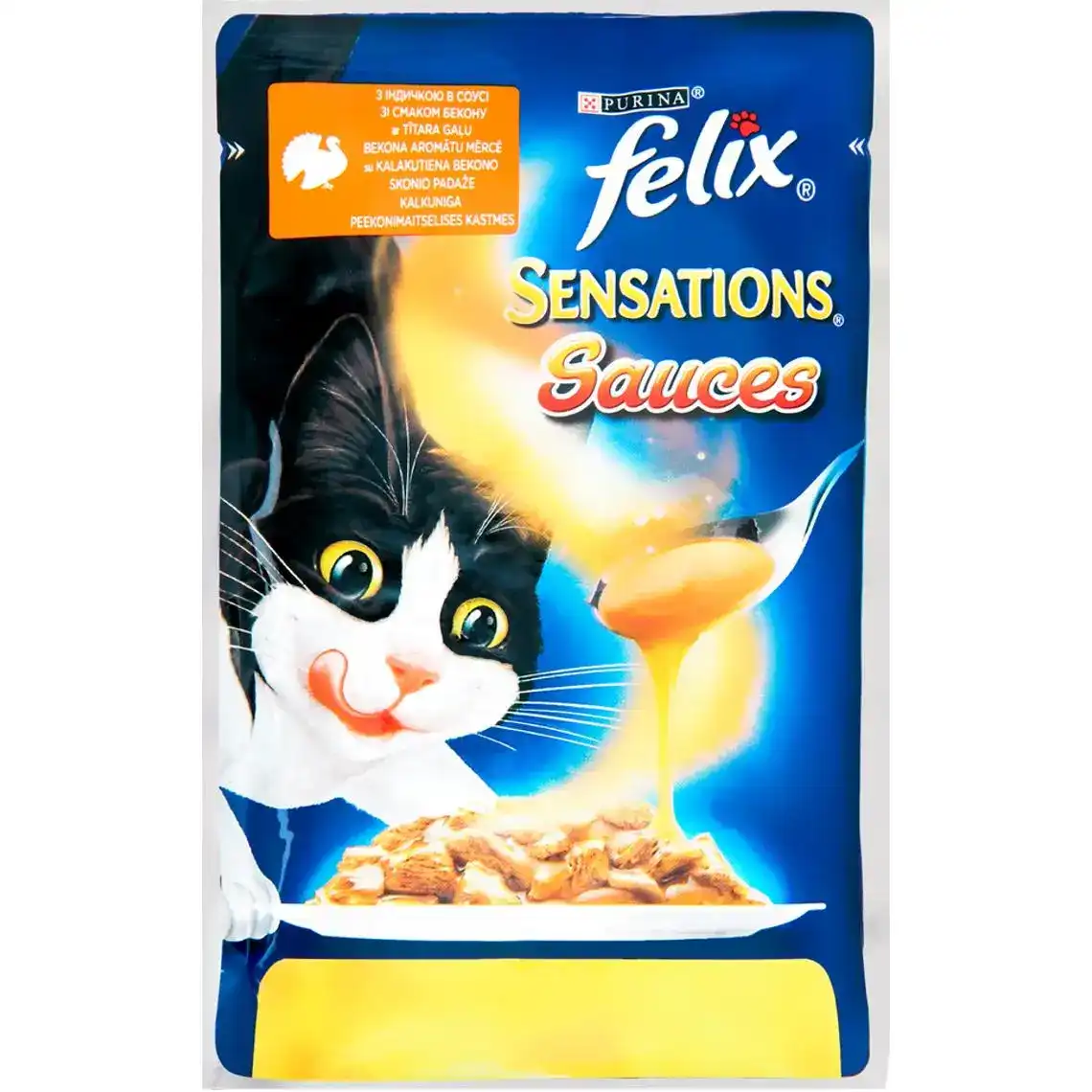 Корм для котів Felix Sensations вологий з індичкою з соусом в беконі 100 г