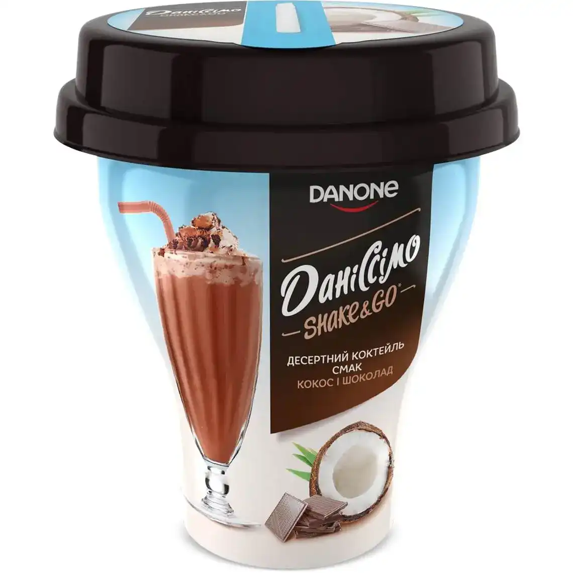 Йогуртний коктейль Даніссімо Shake & Go Кокос-Шоколад 5,2% 260 г