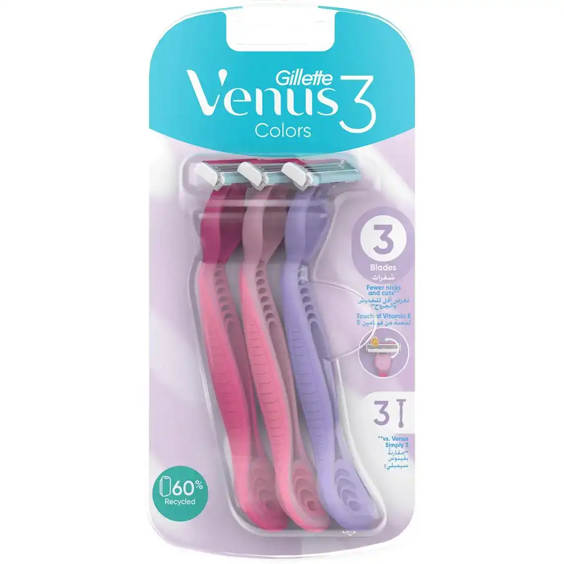 Одноразові станки для гоління жіночі Venus 3 3 шт