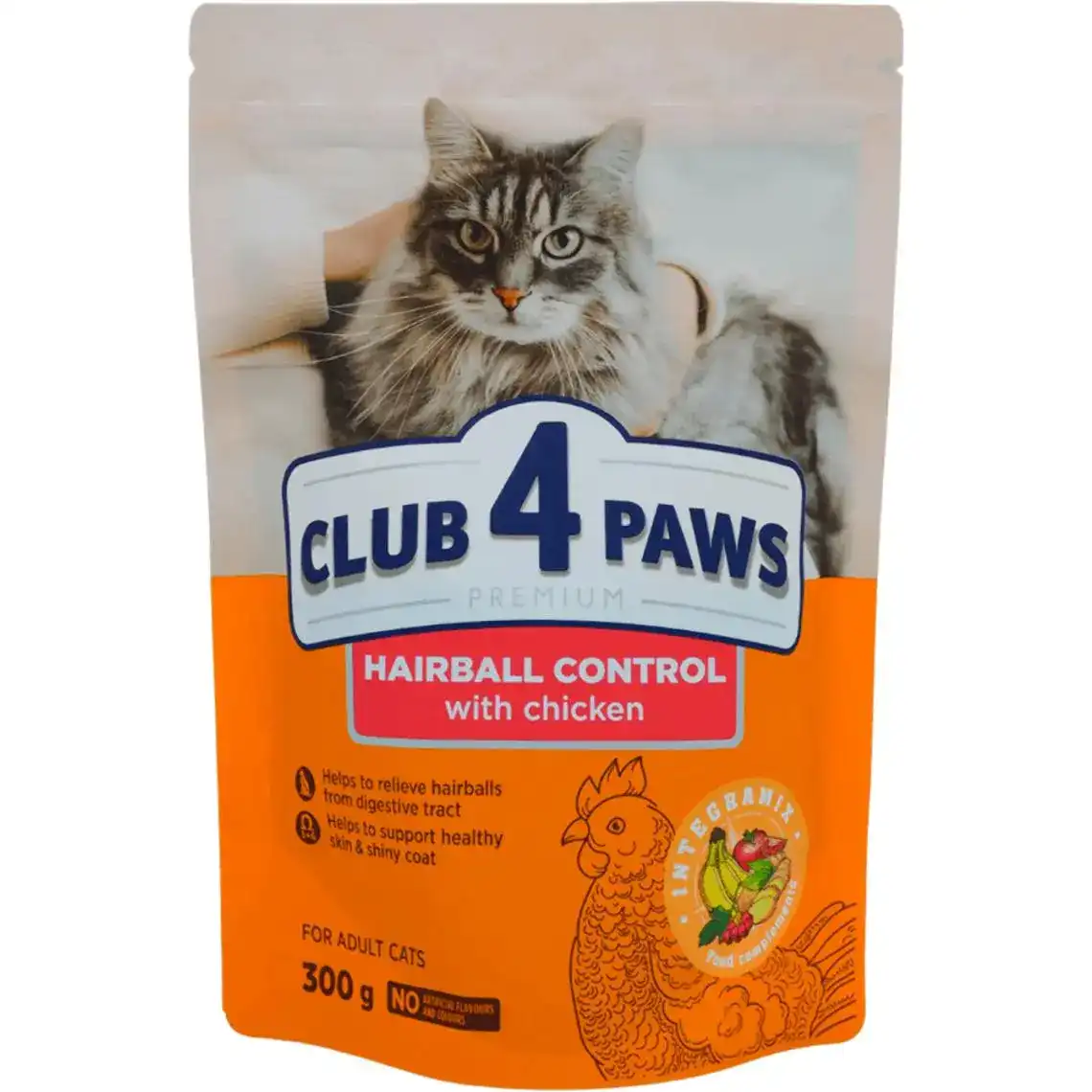 Корм для котів Клуб 4 Лапи Premium сухий з ефектом виведення шерсті з травної системи 300 г
