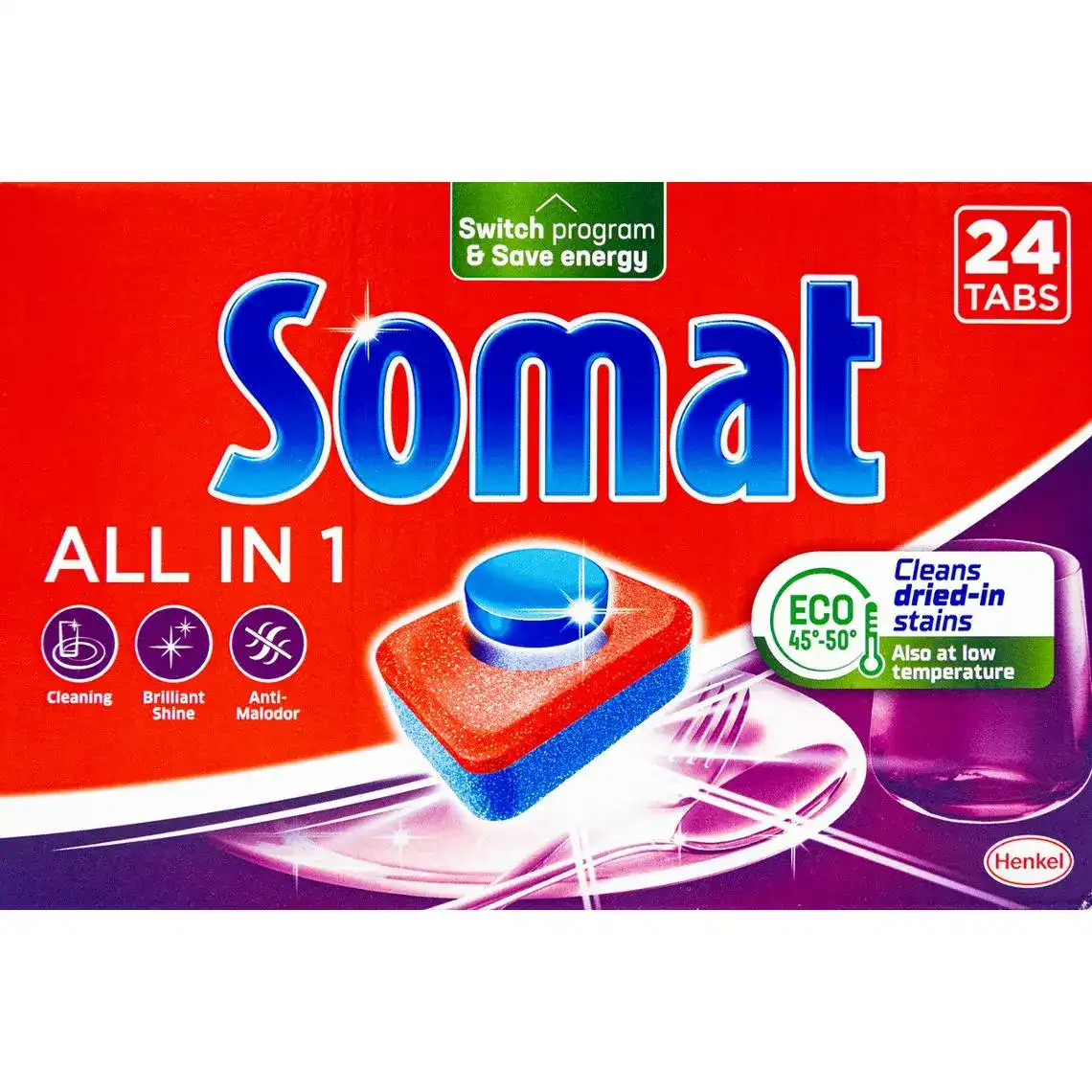 Фото 1 - Таблетки для посудомийної машини Somat All in one 24 шт