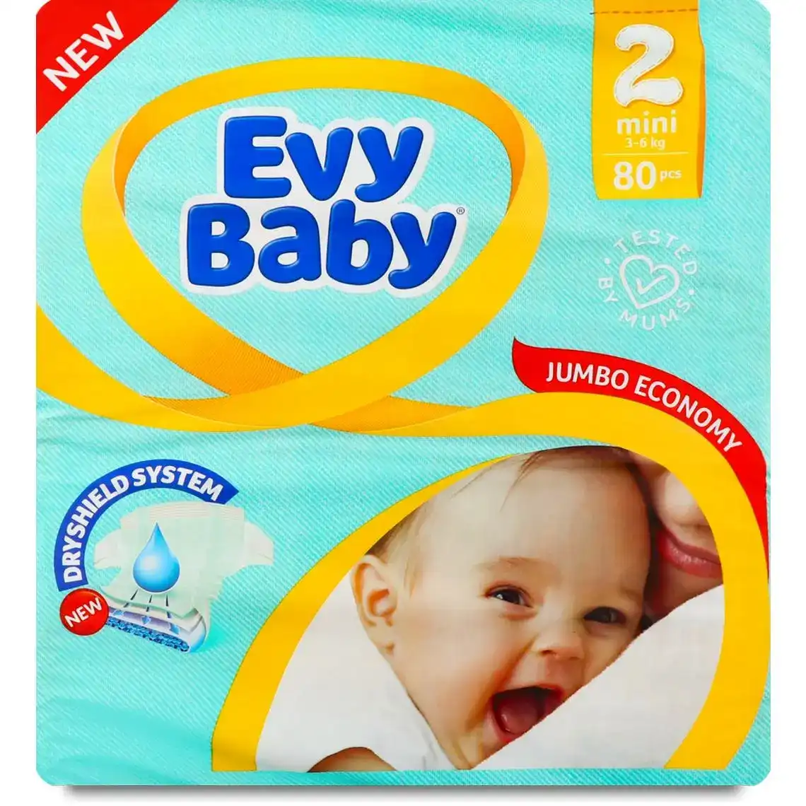 Підгузки дитячі Evy Baby Mini Jumbo 2 3-6 кг 80 шт
