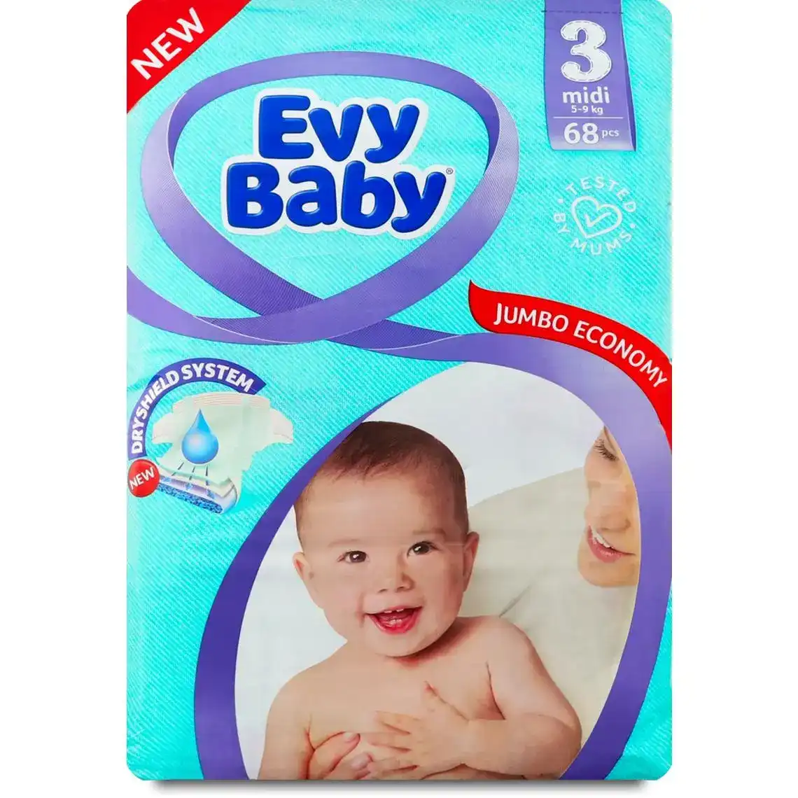 Підгузки дитячі Evy Baby Midi Jumbo 3 5-9 кг 68 шт