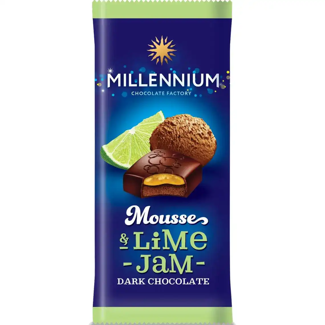 Шоколад Millennium Mousse чорний з муссовою і лаймовою начинкою 135г