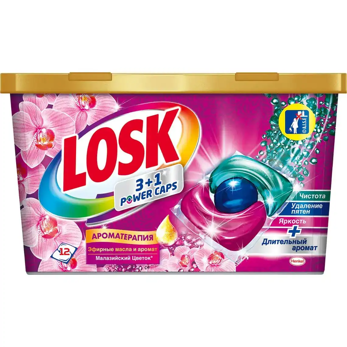 Капсули для прання Losk 3+1 Power-Caps Аромотерапія Малазійська квітка 12 шт.