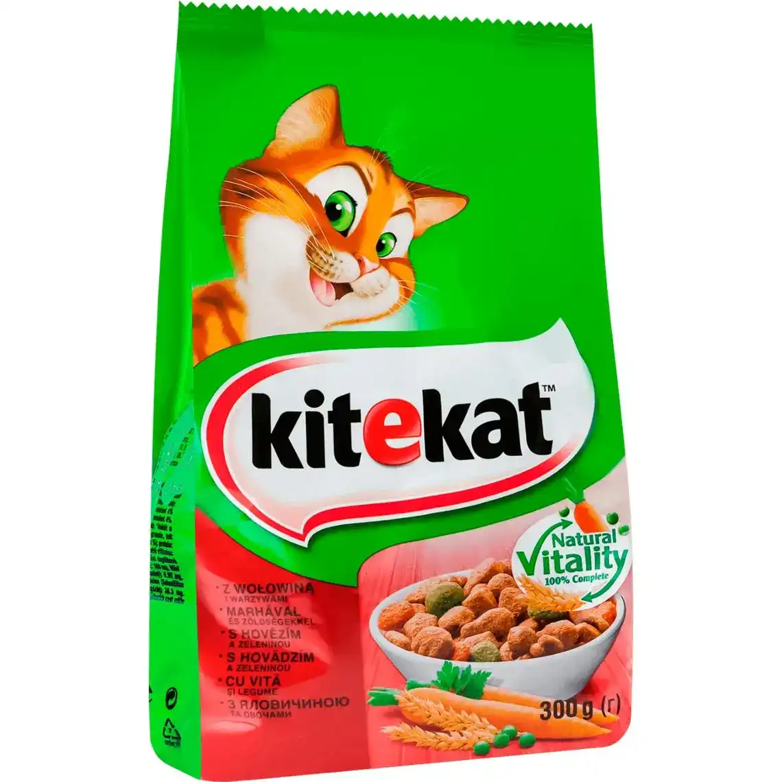 Фото 1 - Корм для котів Kitekat сухий з яловичиною 300 г
