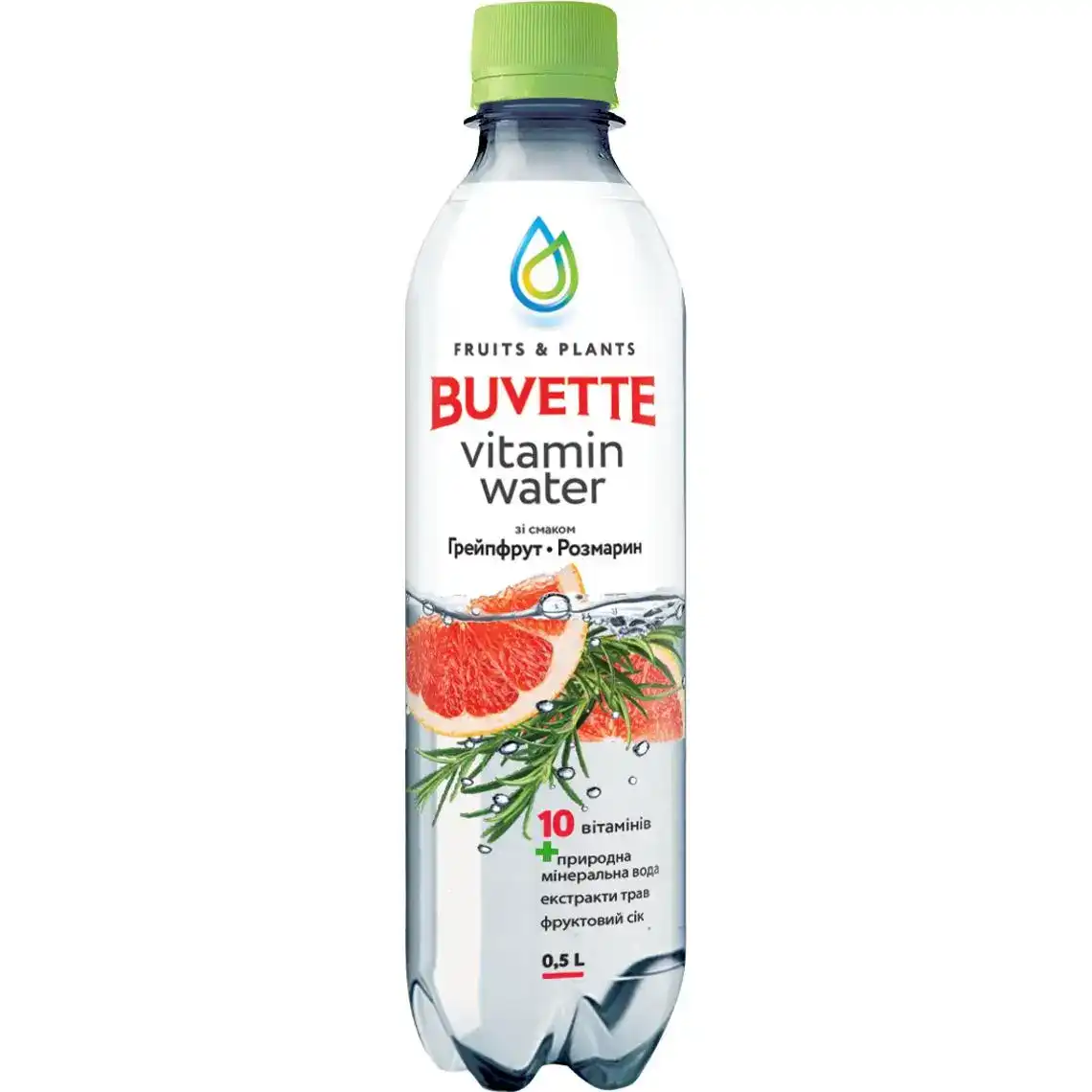 Фото 1 - Напій Buvette Vitamin Water грейпфрут-розмарин негазована 0.5 л