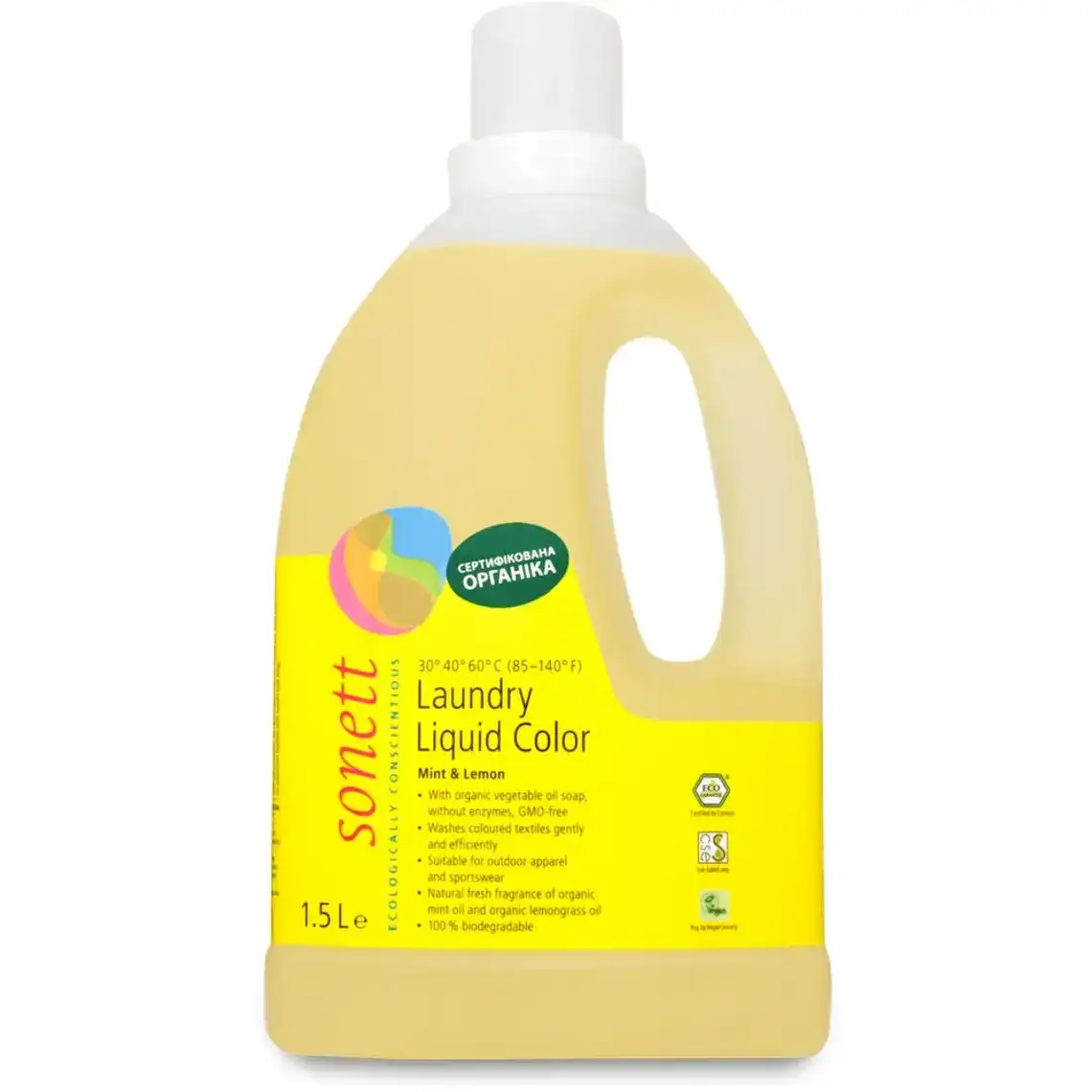 Рідкий засіб для прання Sonett Color Mint & Lemon органічне 1500 мл