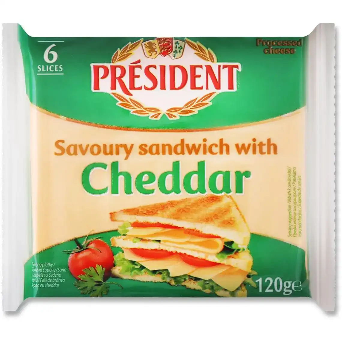 Сир President Cheddar плавлений, для сендвічів 40% 120 г