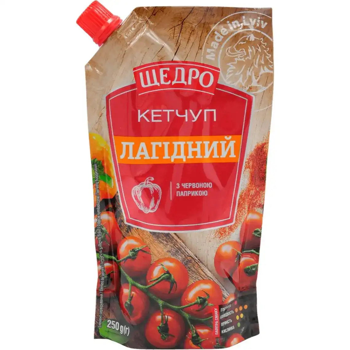 Кетчуп Щедро Лагідний з червоною паприкою 250 г