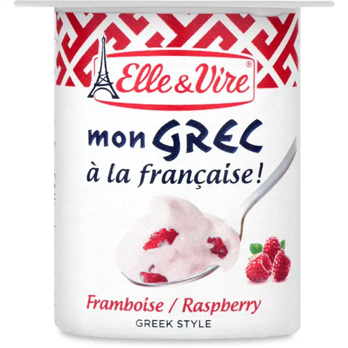 Десерт Elle&Vire молочний грецький з малиною 125 г