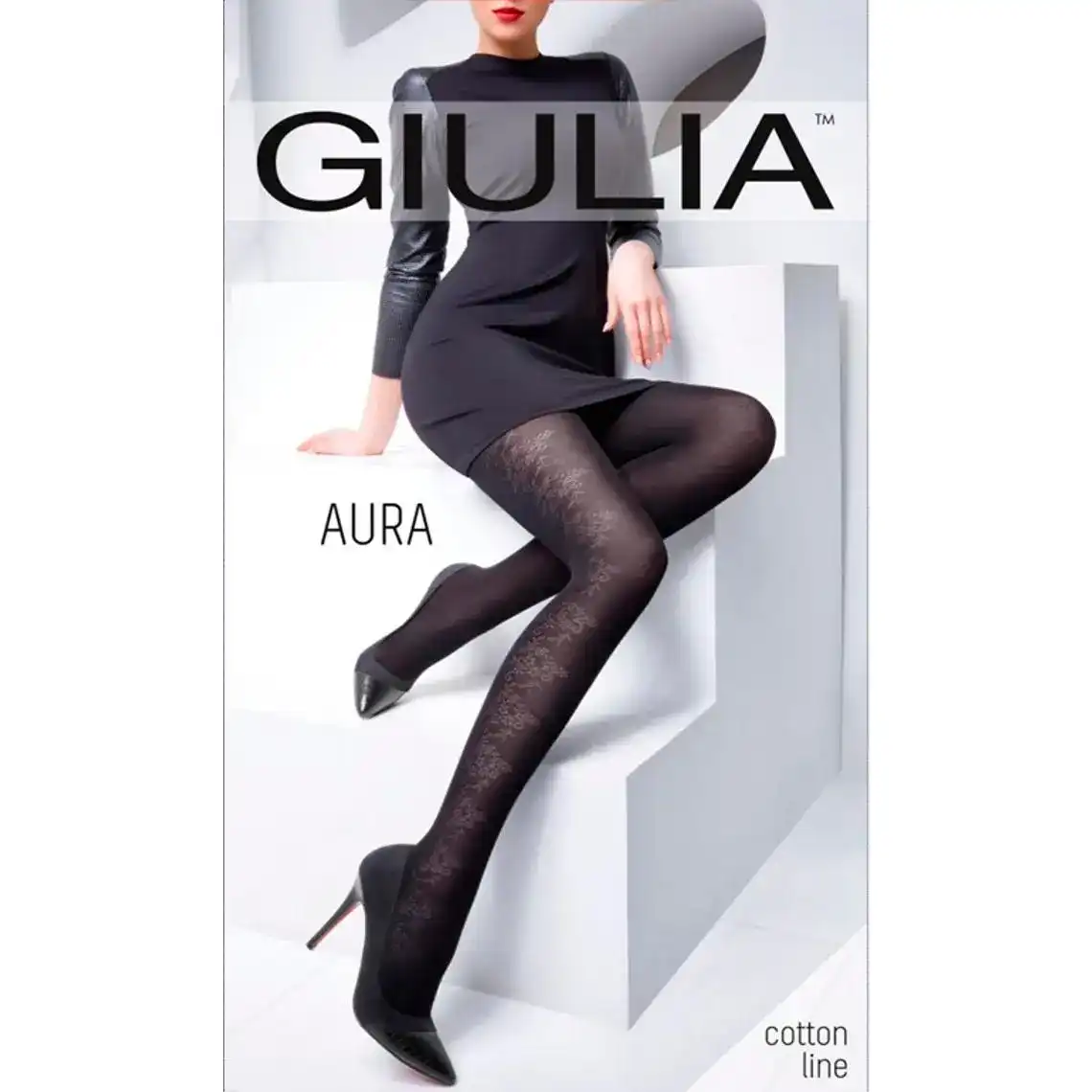 Колготки жіночі Giulia Aura фантазійні 120 (3)-чорний-4