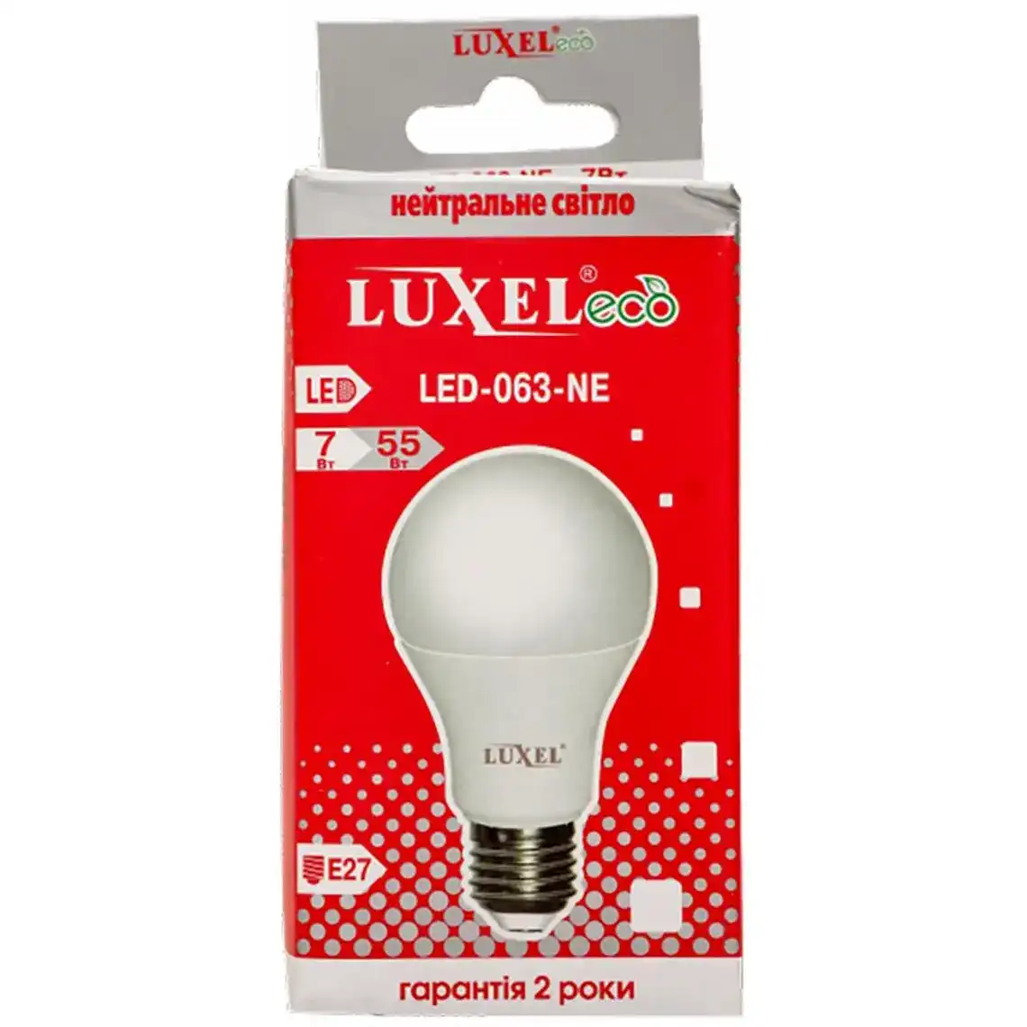 Світлодіодна лампа Luxel 7Вт A60 E27 4000К 063-NE