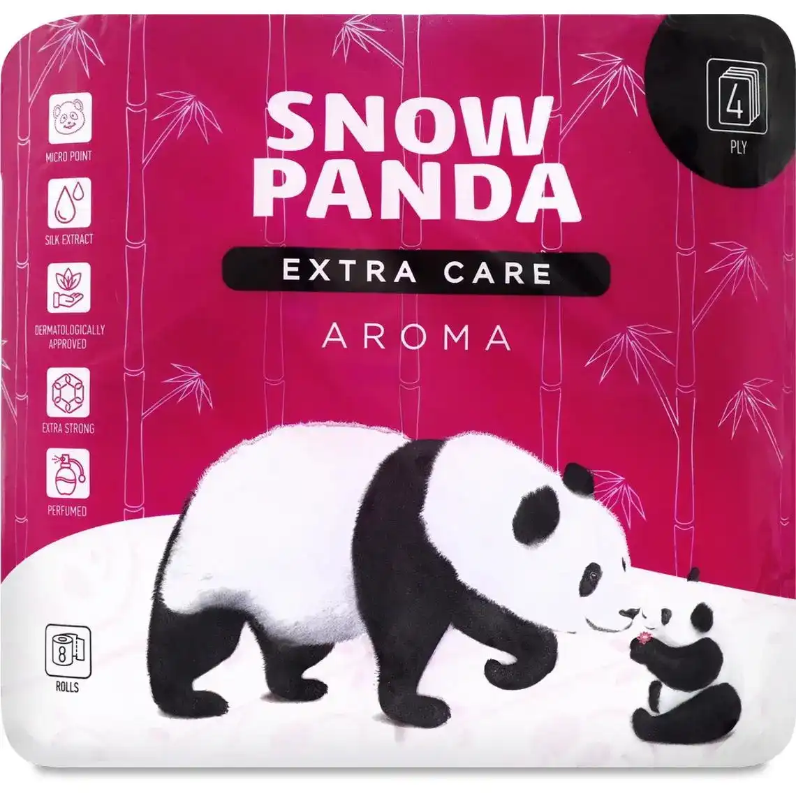 Папір туалетний Сніжна панда Extra care Aroma 4 шари 8 шт