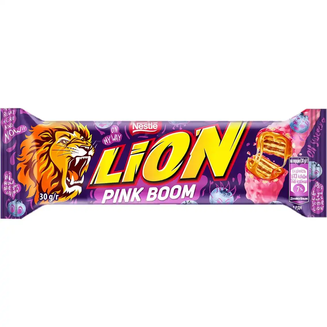 Батончик Lion Pink Boom вафельний зі смаком лісових ягід 42 г