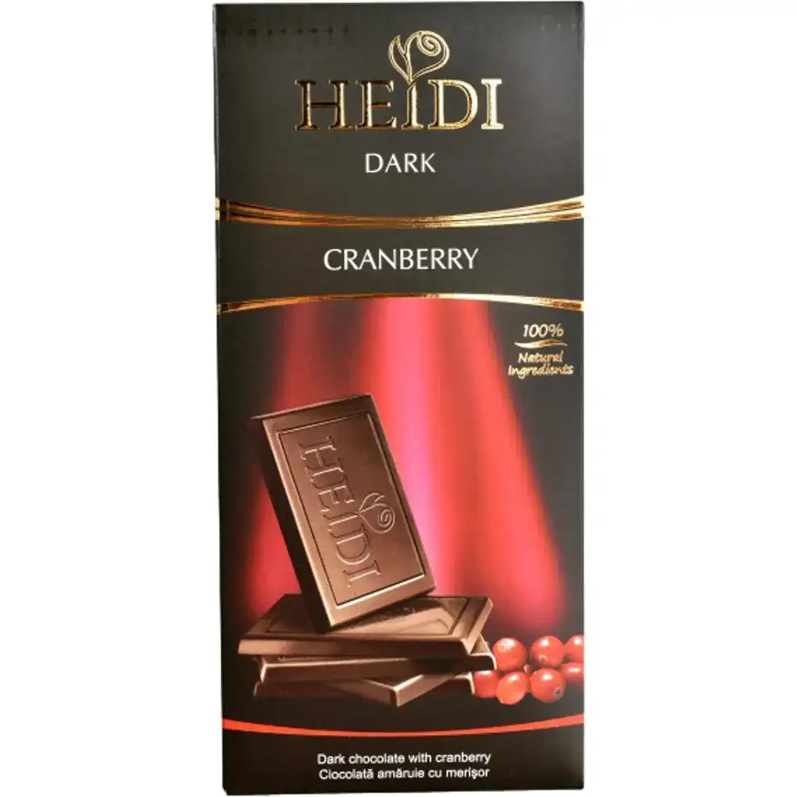 Шоколад HEIDI чорний зі смаком журавлини 80 г