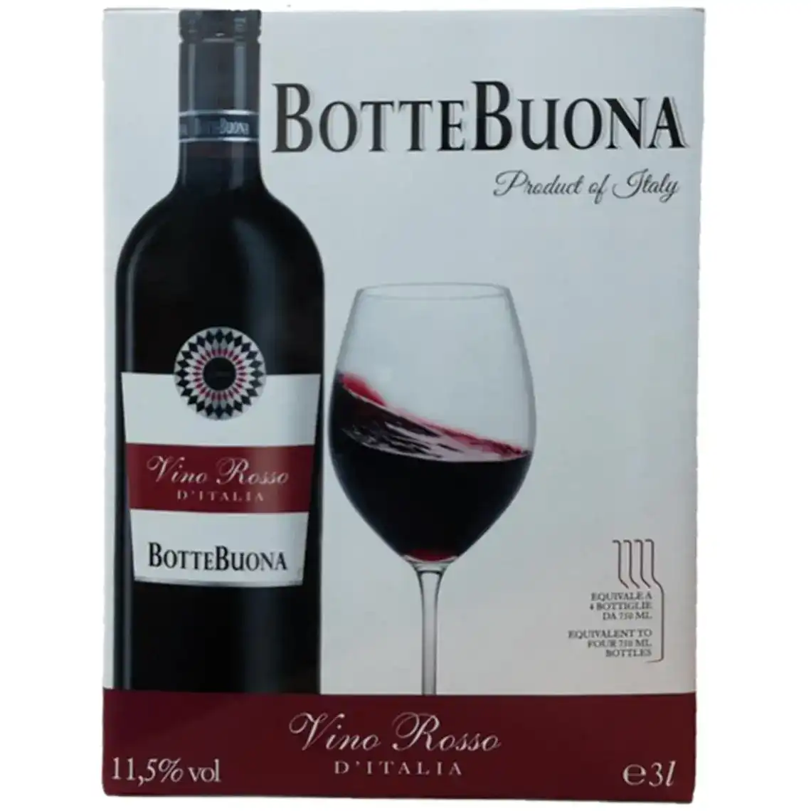 Вино Botte Buona Vino Rosso D'Italia червоне напівсухе 3 л