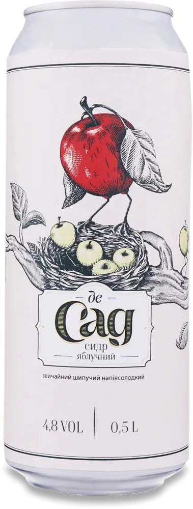 Фото 1 - Сидр Де Сад Яблучний напівсолодкий 4.8% 0.5 л