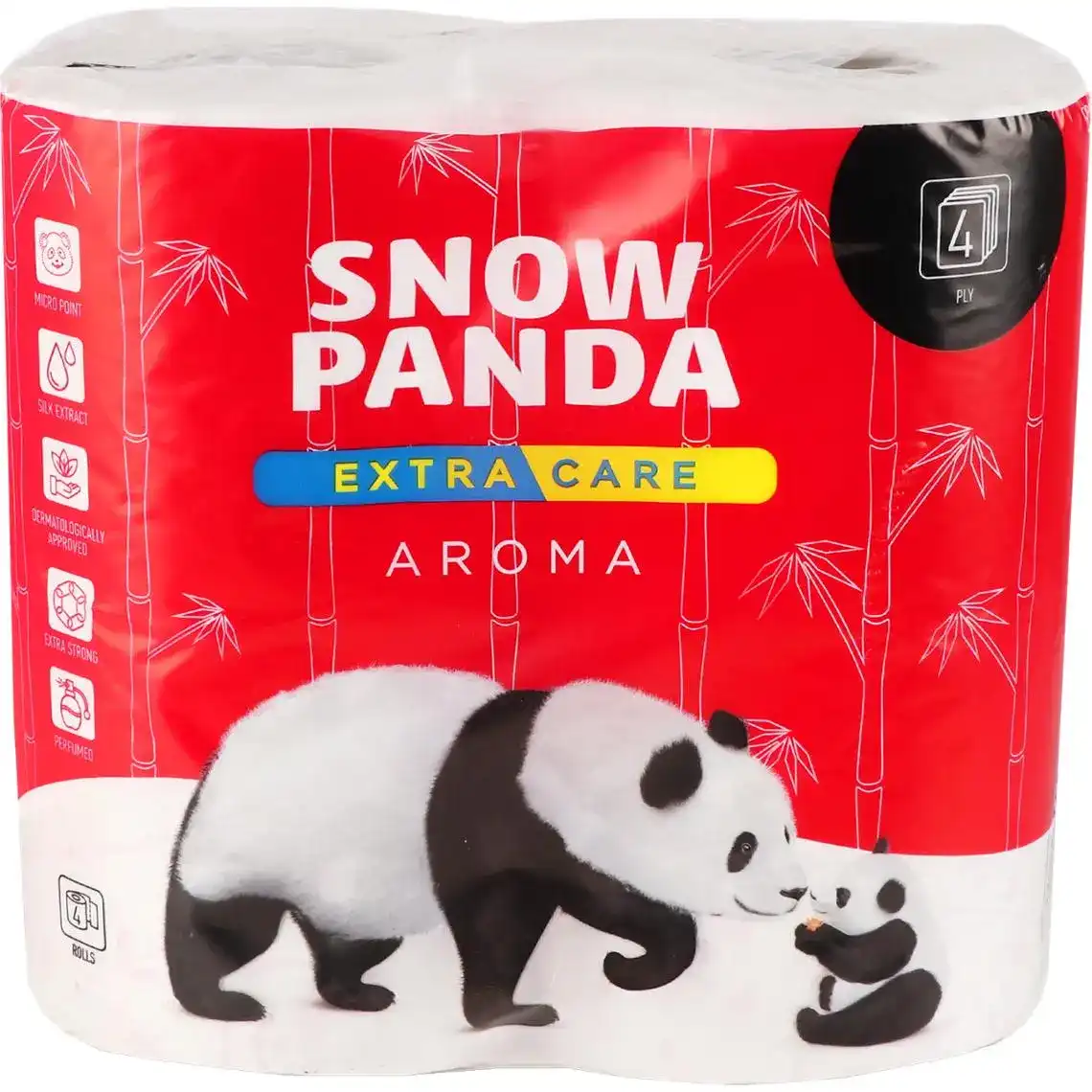 Бумага туалетная Снежная панда Extra care Aroma 4-слойная 4 шт