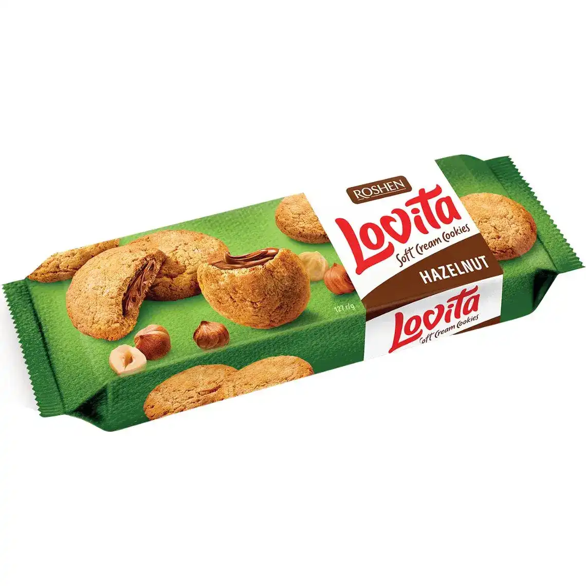Печиво Roshen Lovita Soft Cream Cookies здобне з горіховою начинкою 127 г