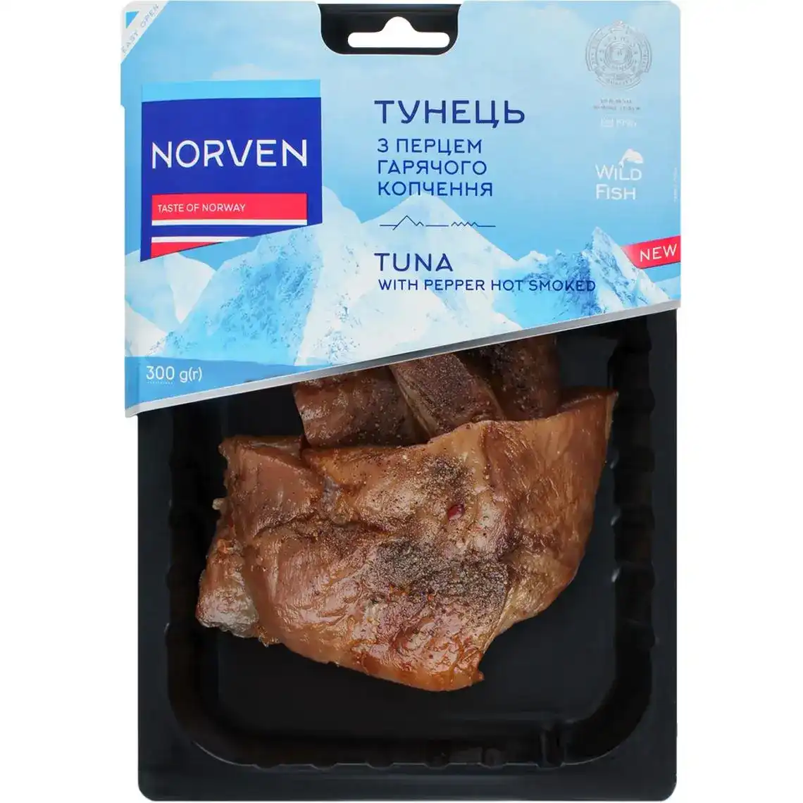 Тунец Norven филе-кусок горячего копчения с перцем 300 г