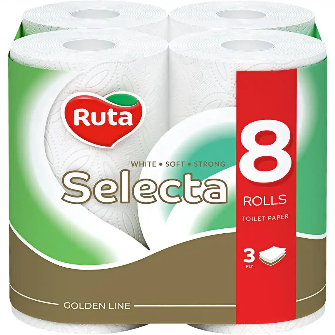 Папір туалетний 3-х шаровий Selecta Ruta 8шт