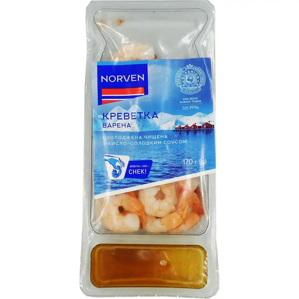 Креветка Norven чищена варена з кисло-солодким соусом 170 г