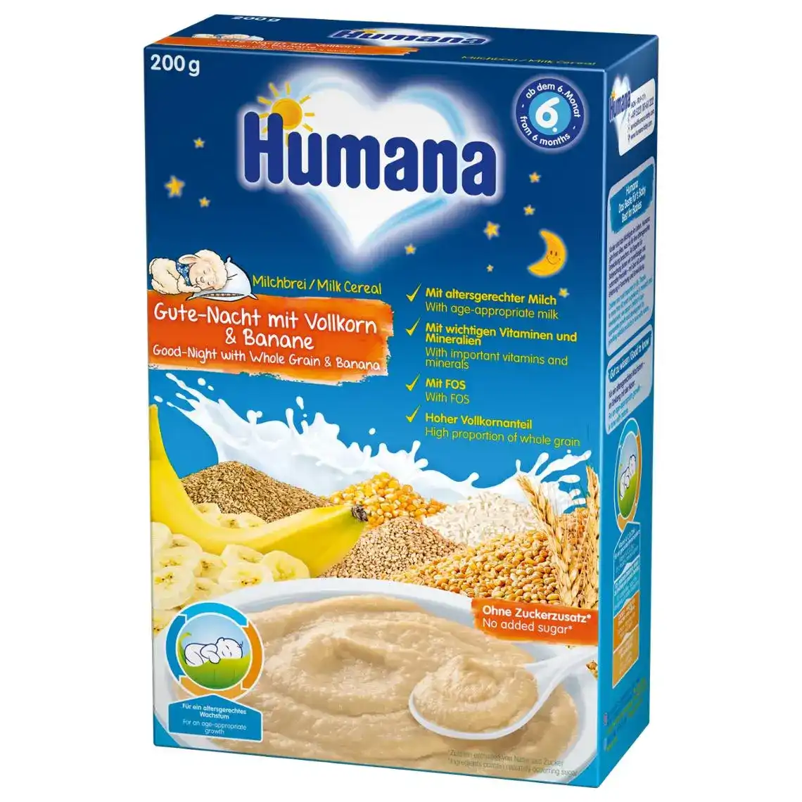 Дитяча каша Humana молочна цільнозернова Солодкі сни з бананом, 200 г