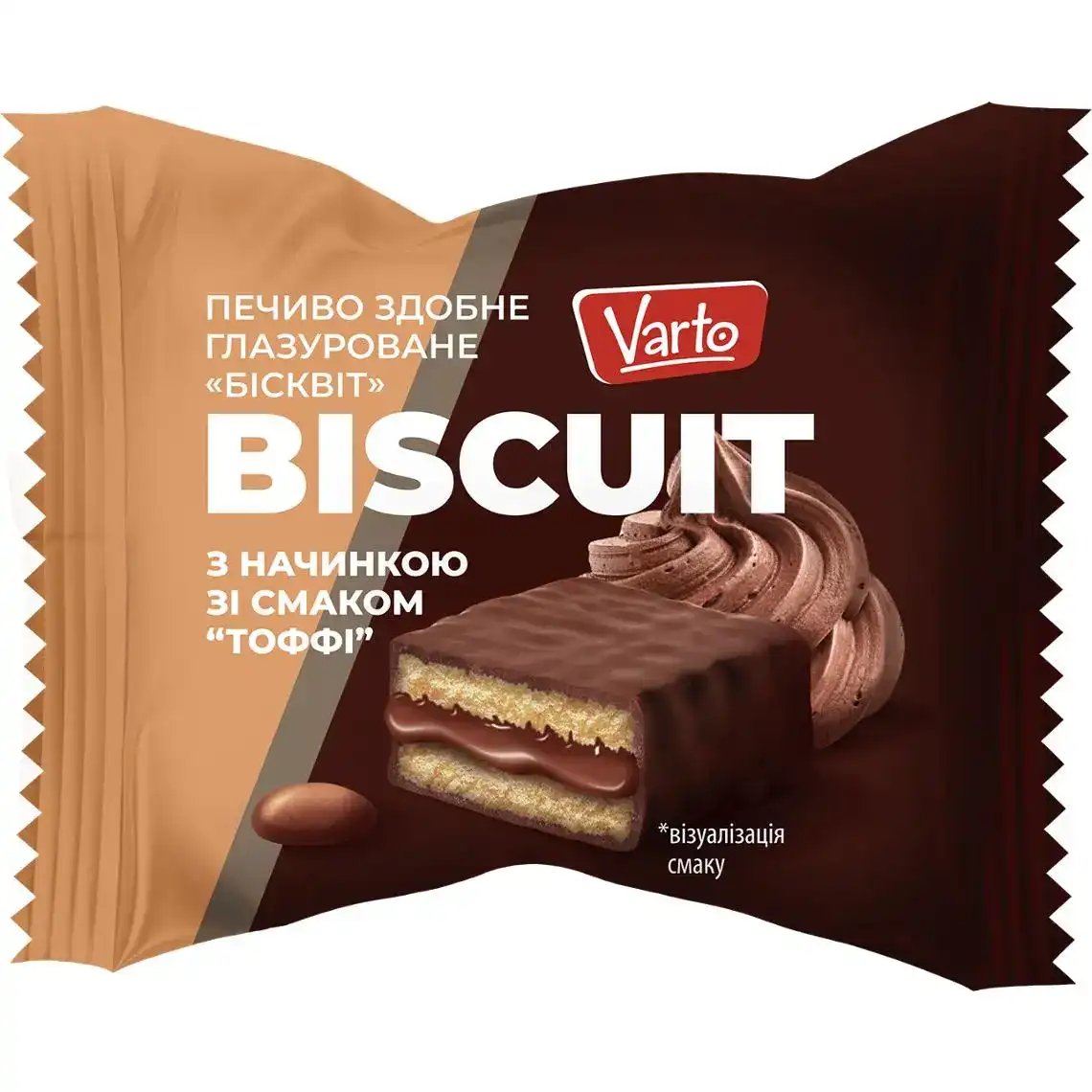 Печиво Varto Biscuit здобне в глазурі зі смаком тоффі та кокосу вагове