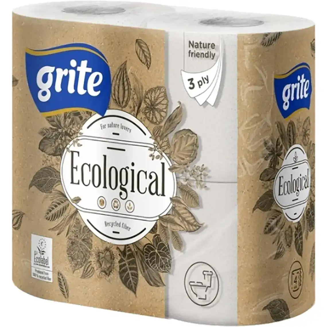 Туалетний папір Grite Ecological Plius 3-х шаровий 4 шт